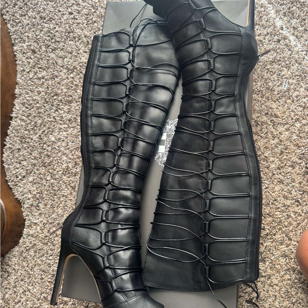 Vince Camuto Black Lace-Up Heeled Boots